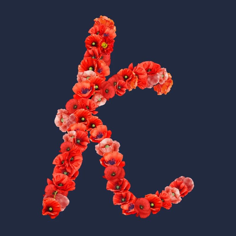 Initial K aus Mohnblumen
