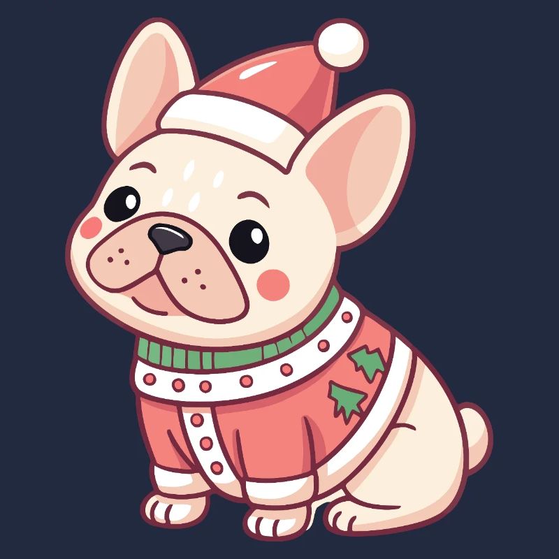 Chiot Noël en pull rouge
