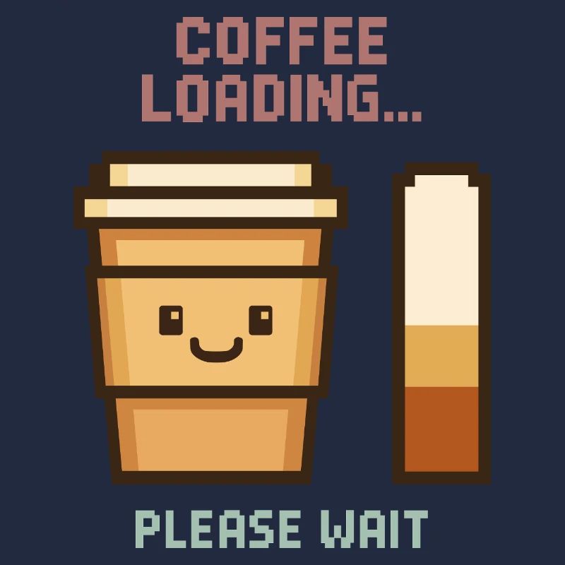Coffee Loading Pixel Art - Morgenstart mit Charme