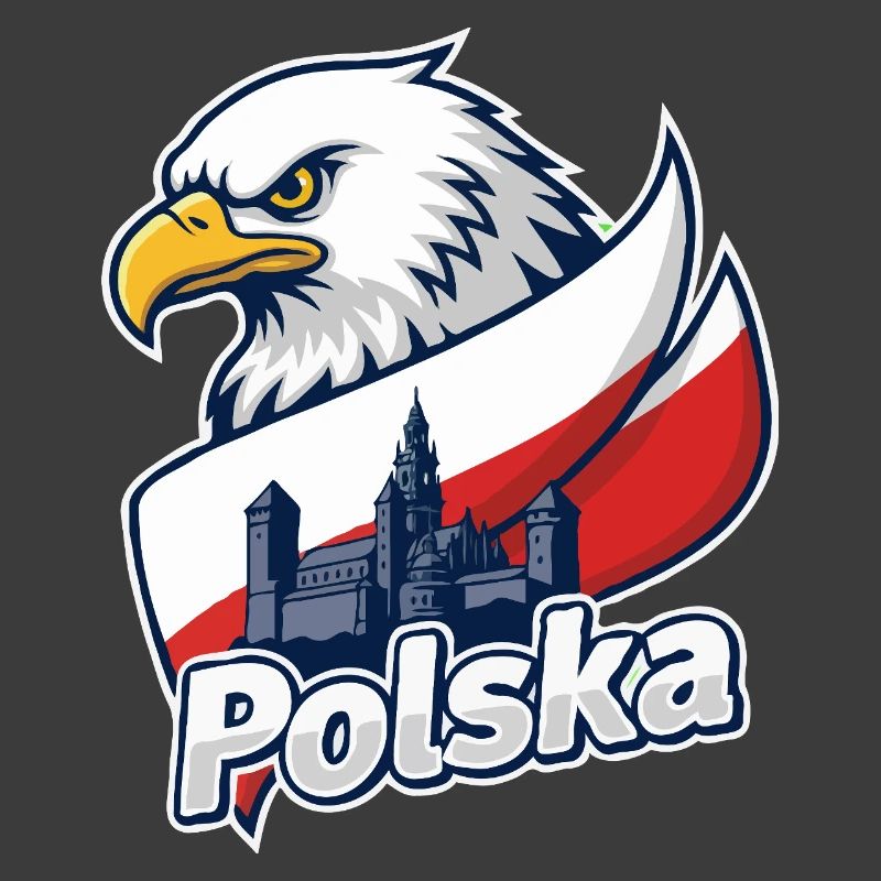 Aigle de Polska et Château sur le drapeau