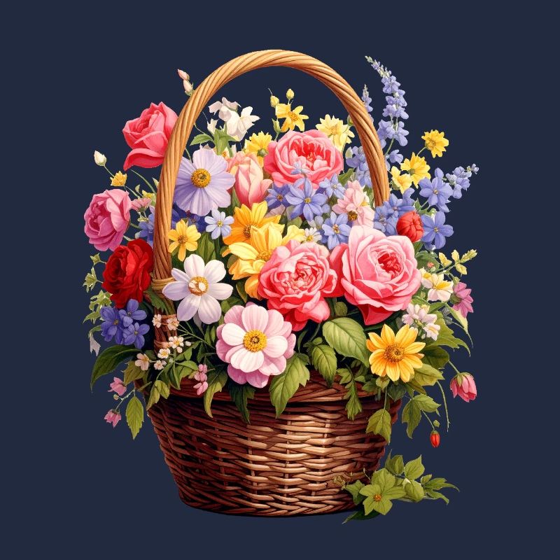 Weidenkorb mit Frühlingsblumen