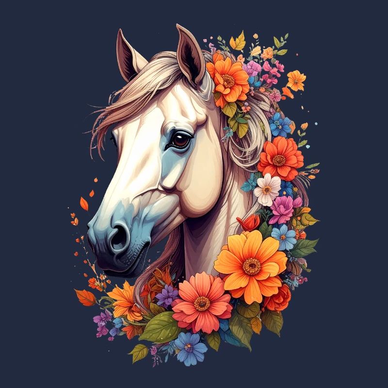 Pferd umrahmt von Blumen