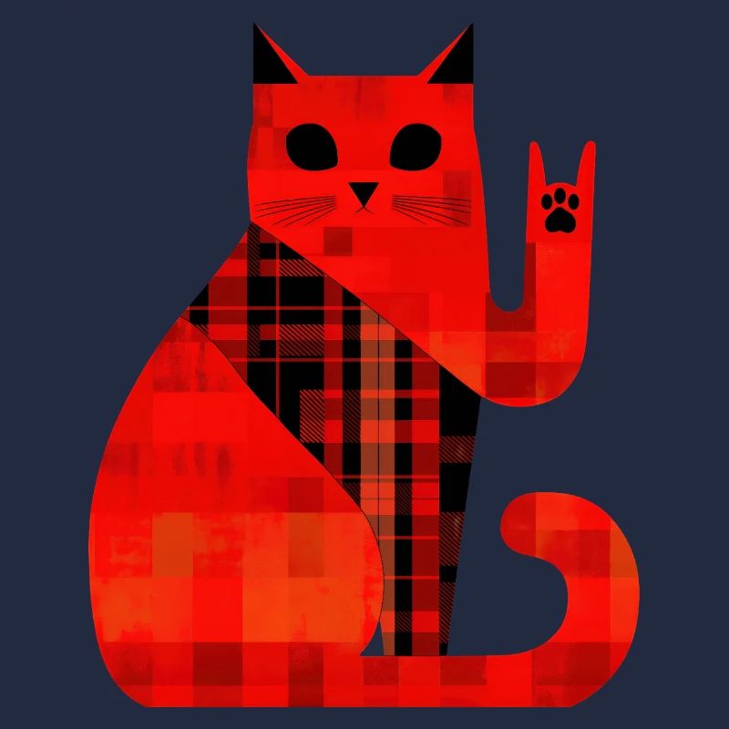 Rote Katze Karo Muster Modern