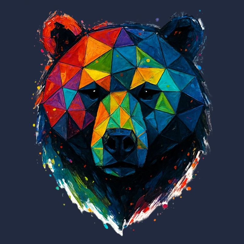 Geometric Bear: Colorful Low Poly Style