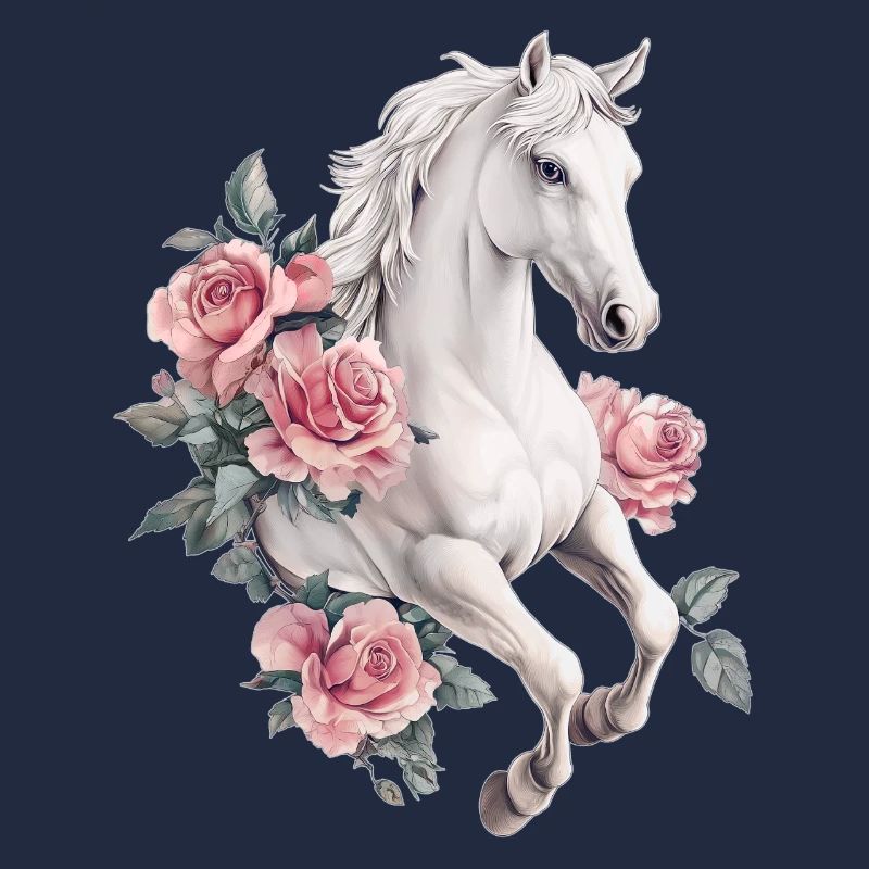 Cheval aux roses