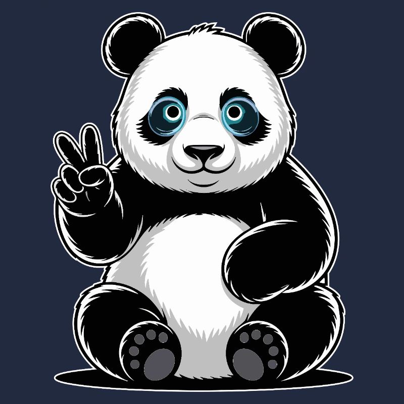 Panda Friedenszeichen Cartoon