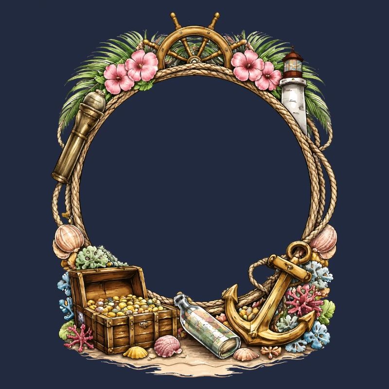 Maritimer Rahmen mit Schatz und Anker 
