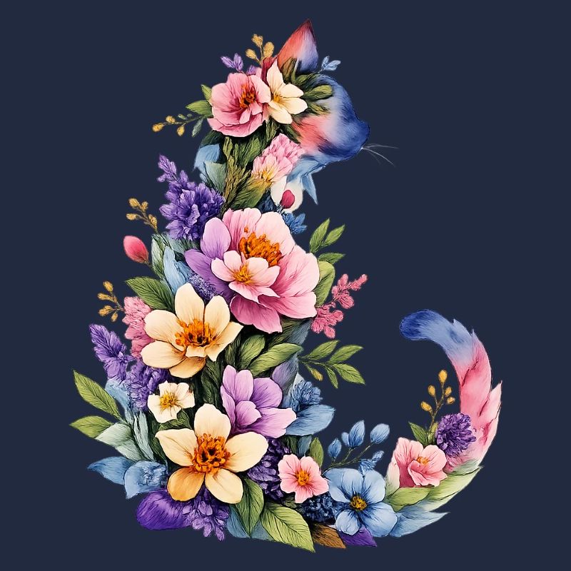 Katze Aquarell Blumen