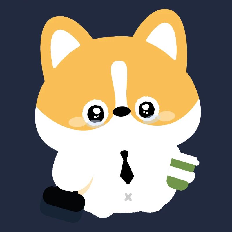 Corgi en cravate avec tasse de café