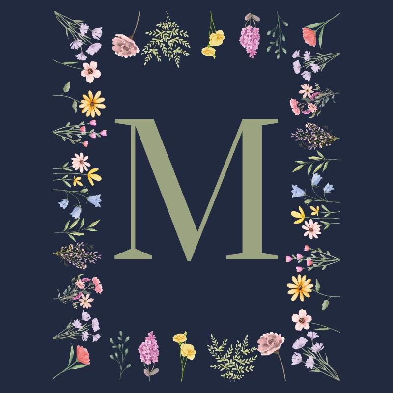 Initial M Floral Monogram