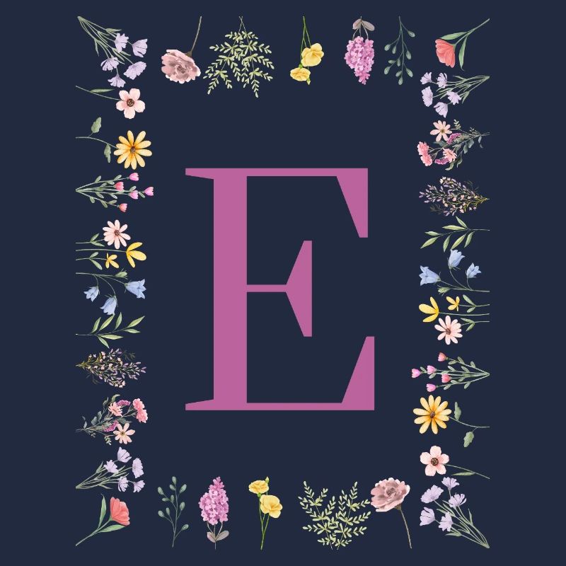Monogram E with spring blossoms