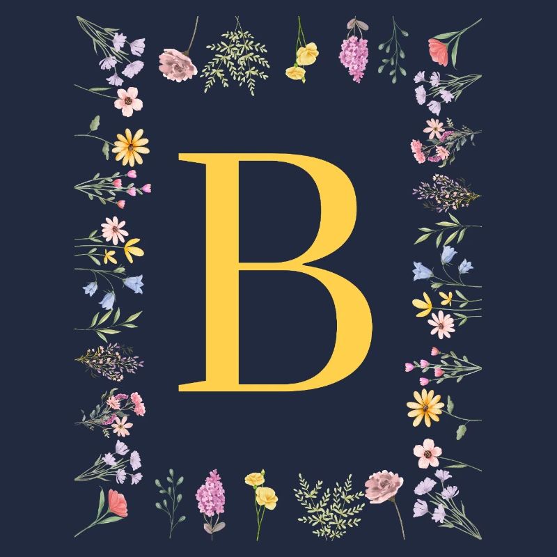 Florale Initialen "B", Buchstaben Monogramm 