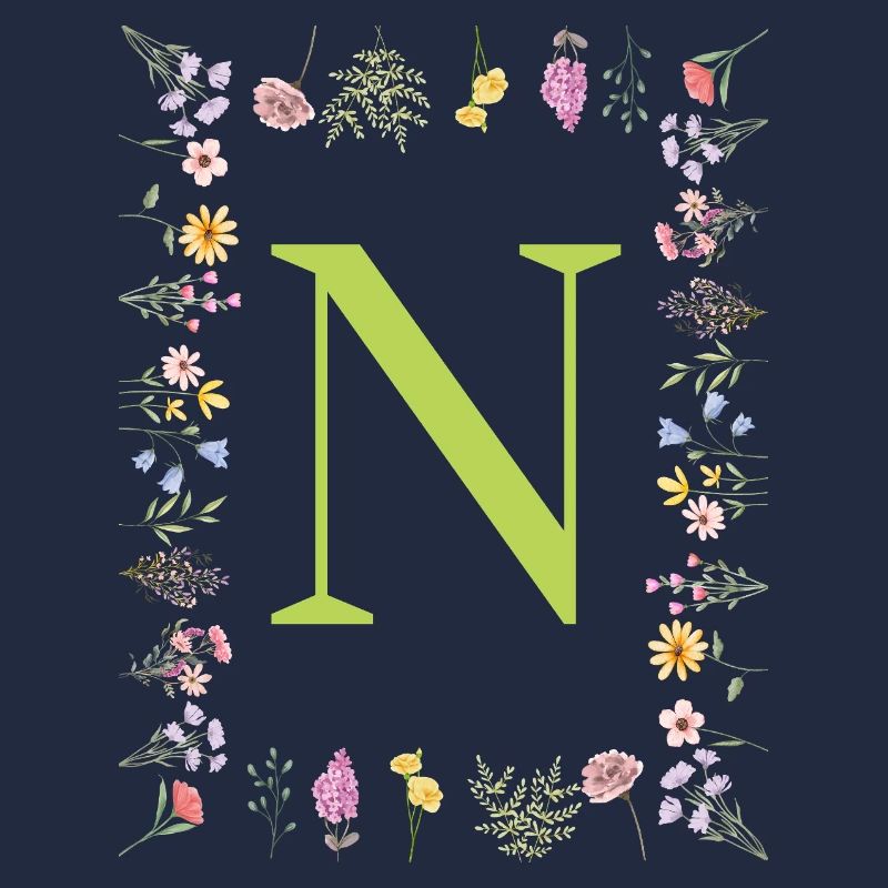 Florale Initialen " N ", Buchstaben Monogramm 