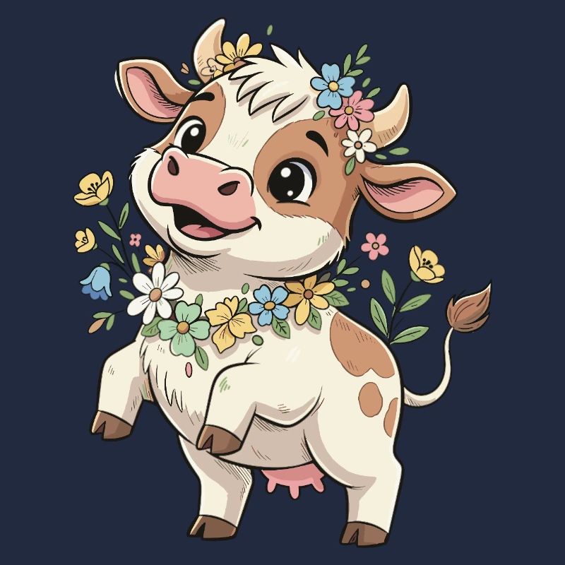 Kuh mit Blumenkranz