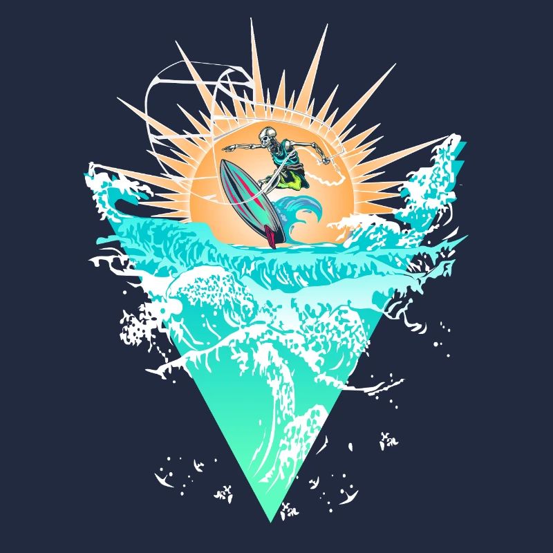 Sun circle surfers on the wave