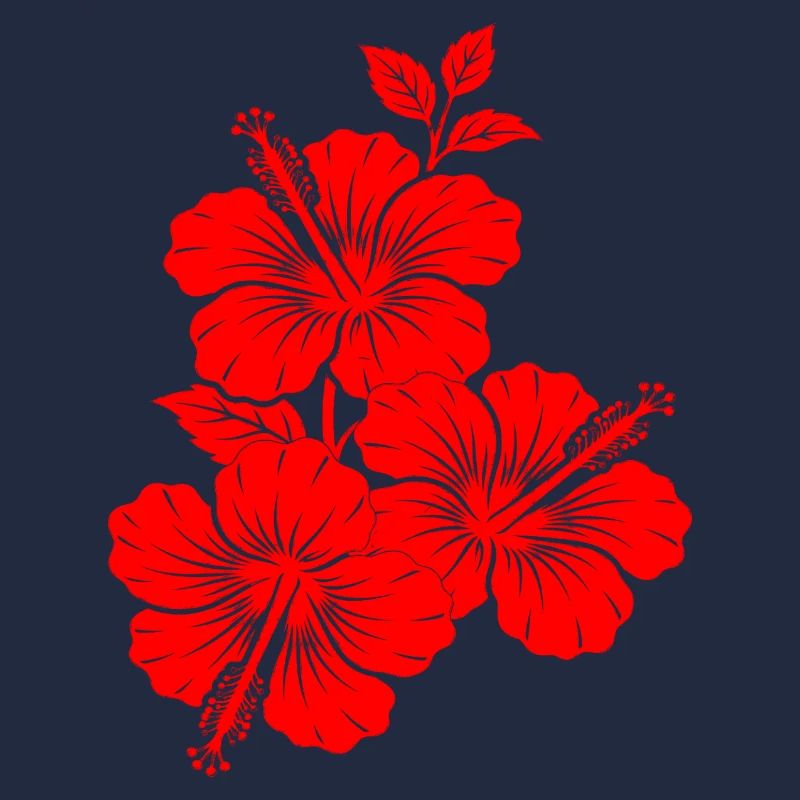 Silhouette triple de floraison d’hibiscus rouge