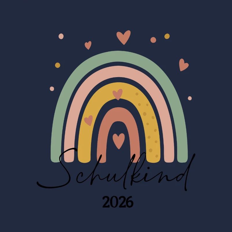 Schulkind 2026 Pastellregenbogen mit Herz