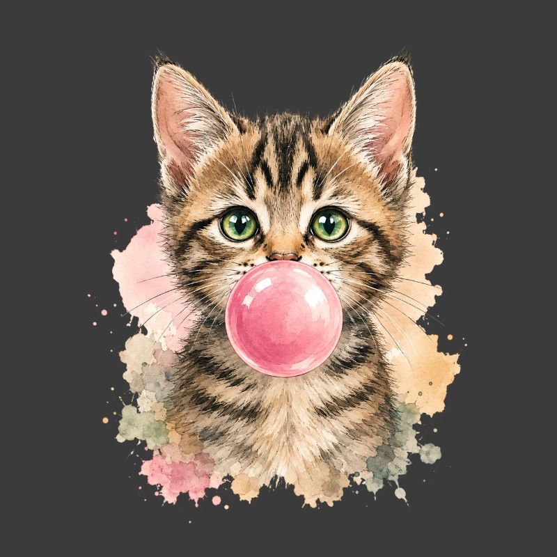 Cat with pink bubble