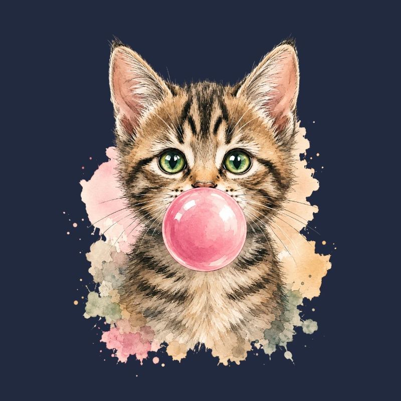 Cat with pink bubble