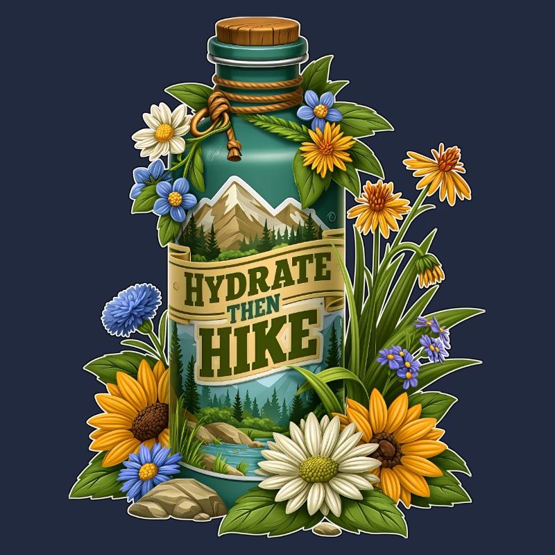Conception de bouteilles florales Hydratez-vous puis randonnée