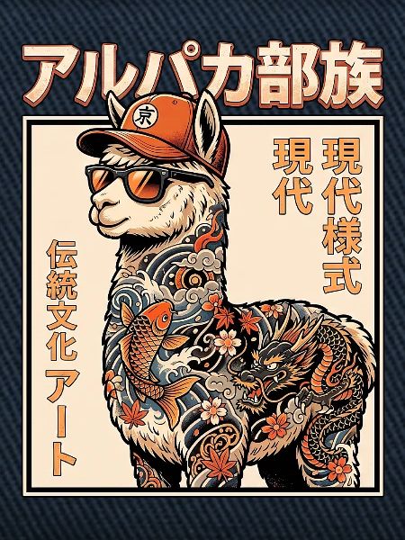 Alpaka Japanische Tattoos