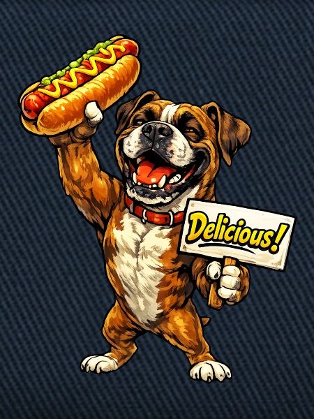 Hund mit Hot Dog