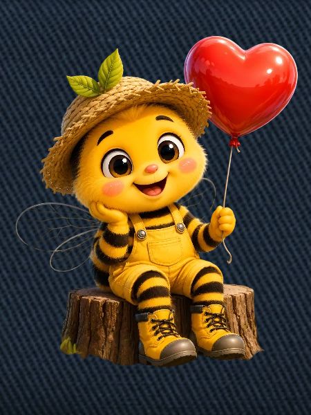 Honigbiene mit Herzballon