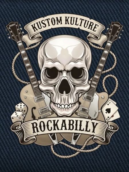 Rockabilly Schädel mit Gitarren