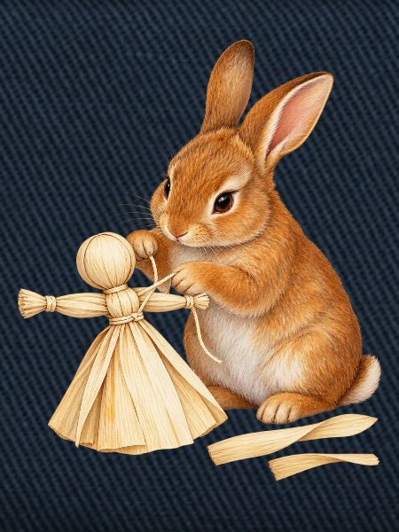 Kaninchen mit Maisblattpuppe