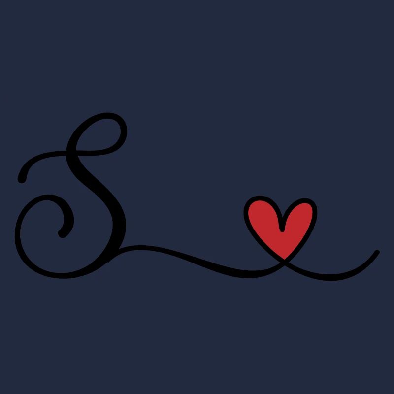 Buchstabe S Monogramm mit Herz