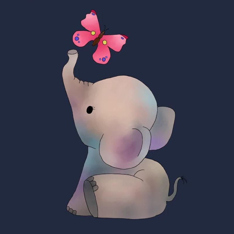 Elefant mit rosa Falter