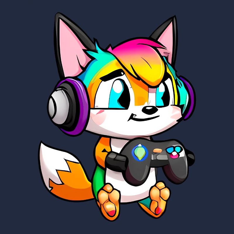 00251 süßer Fuchs mit Headset und Controller