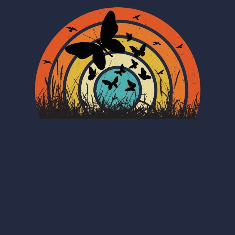 Cercle de papillons coloré au coucher du soleil