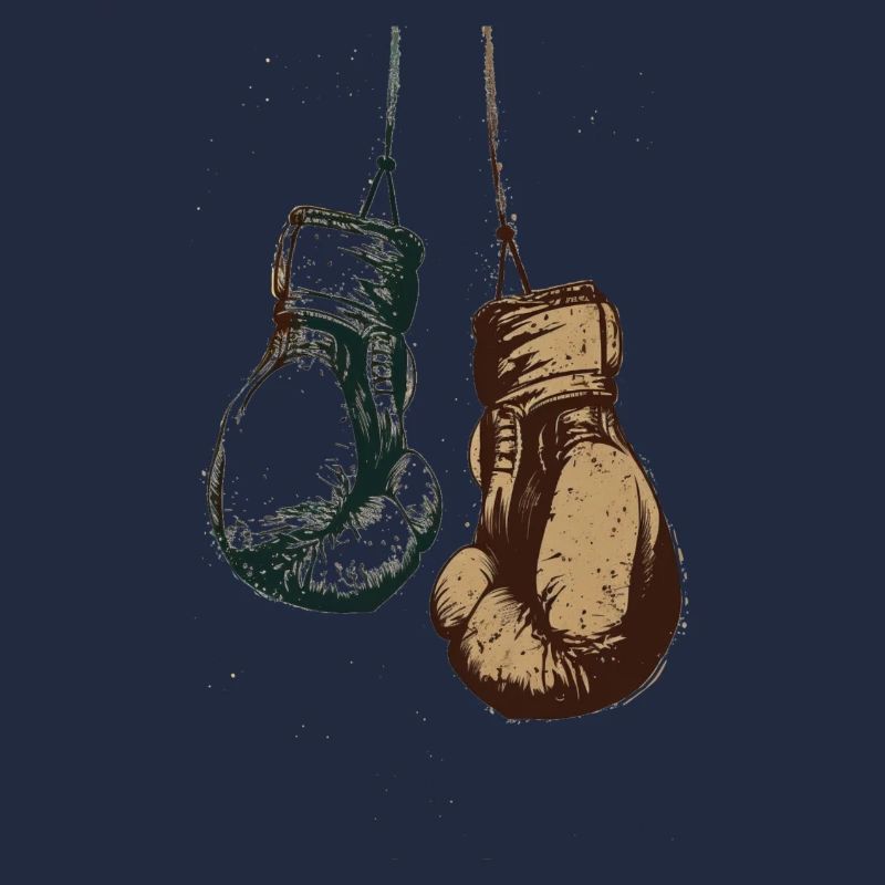 Boxing gloves hanging on the cords design