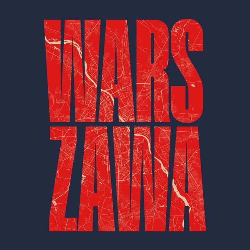 Warszawa lettering with city map pattern