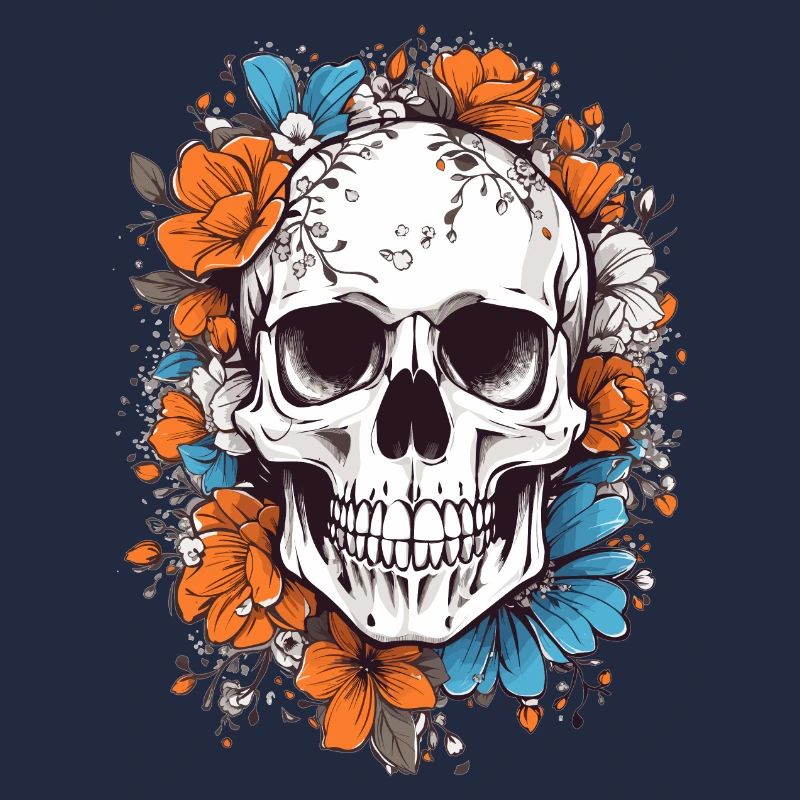 Totenkopf mit Blumen
