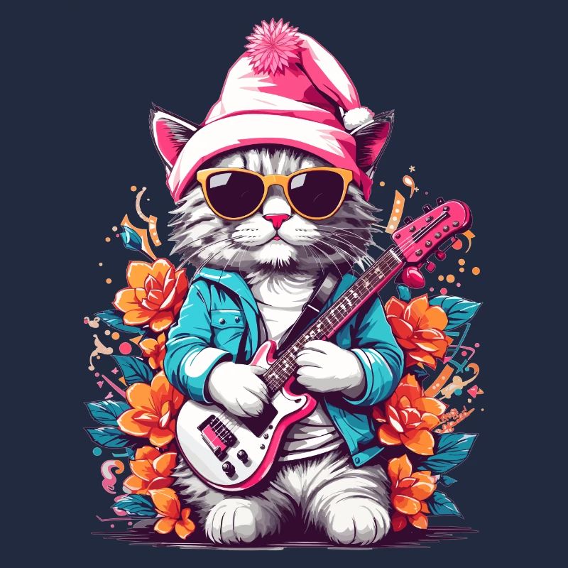 Süße Katze mit Gitarre