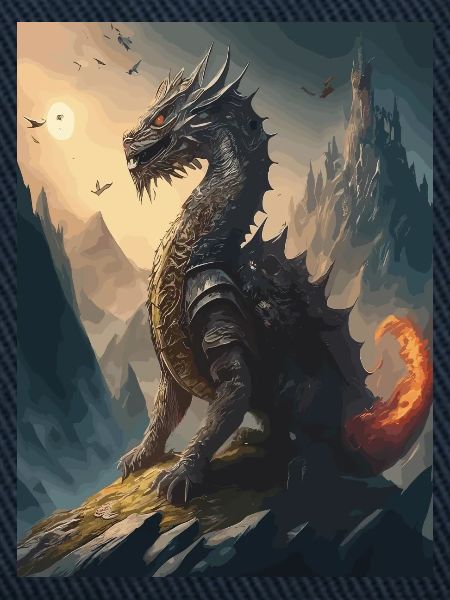 Drachenkrieger Schwarzrot Illustration