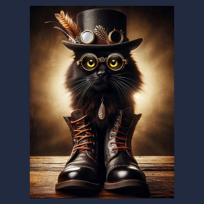Steampunk Black Cat mit stylischen Accessoires