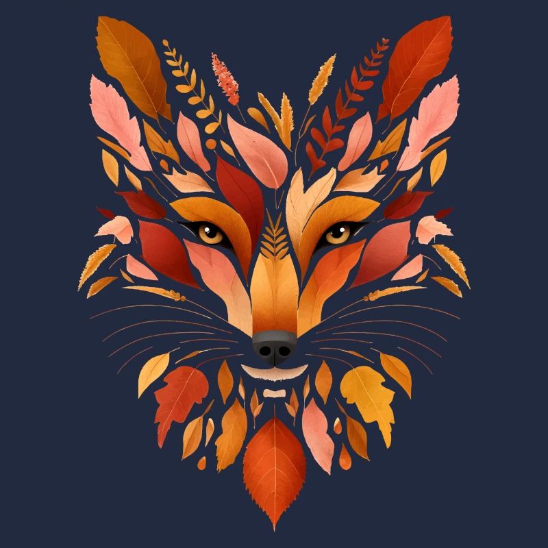 Fox head designed from different leaves