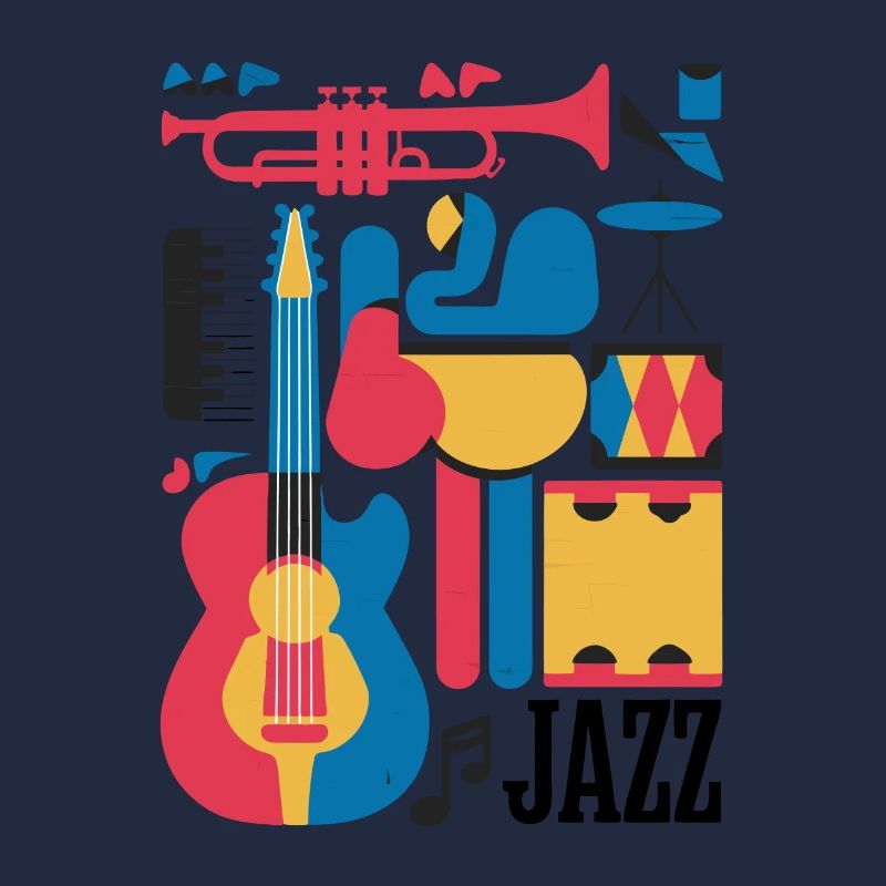 Illustration de notes de musique et d’instruments heureux