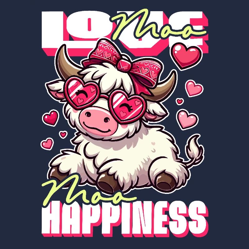 Moo Love, Moo Happiness - Conception de vache mignonne