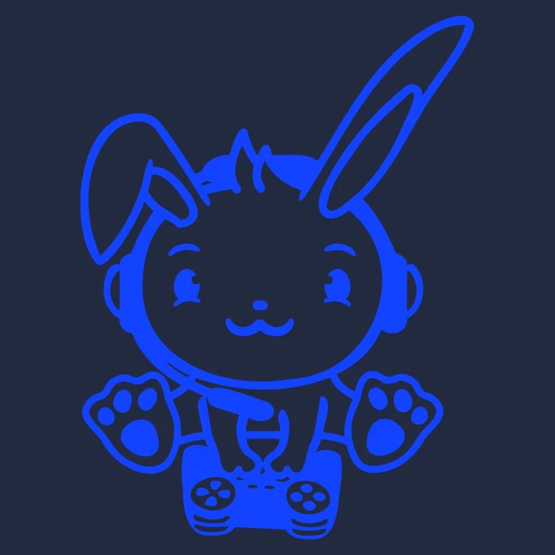 Hase spielt Controller Konsole Headset Gamer Nerd