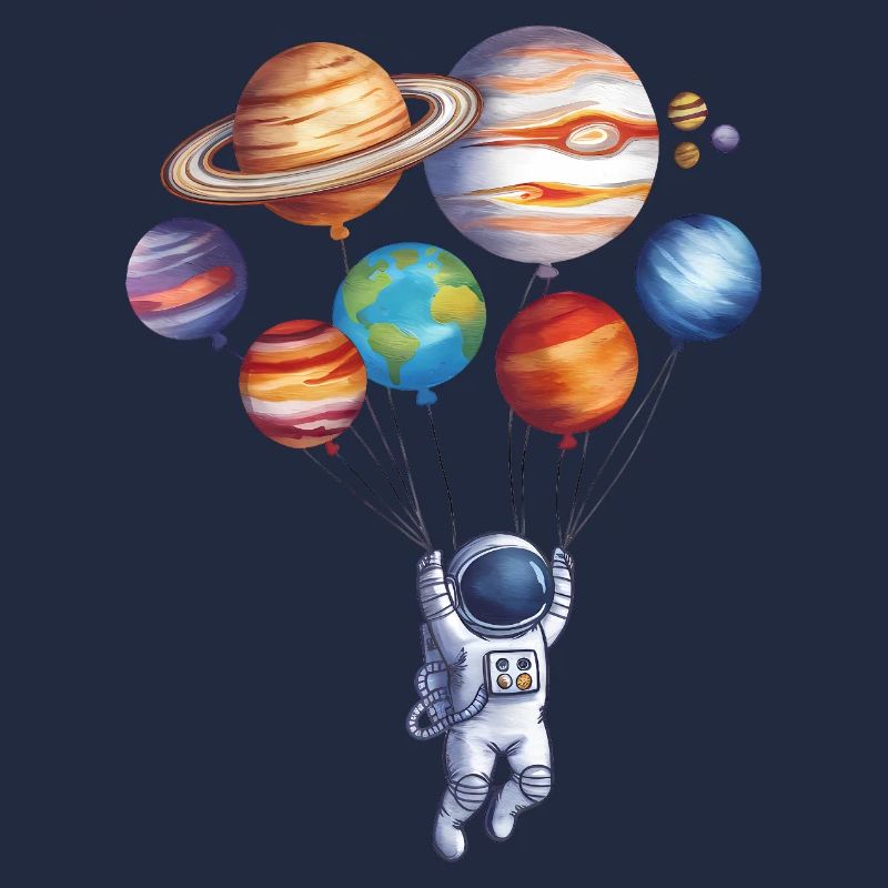 Astronaut erkundet bunte Planeten