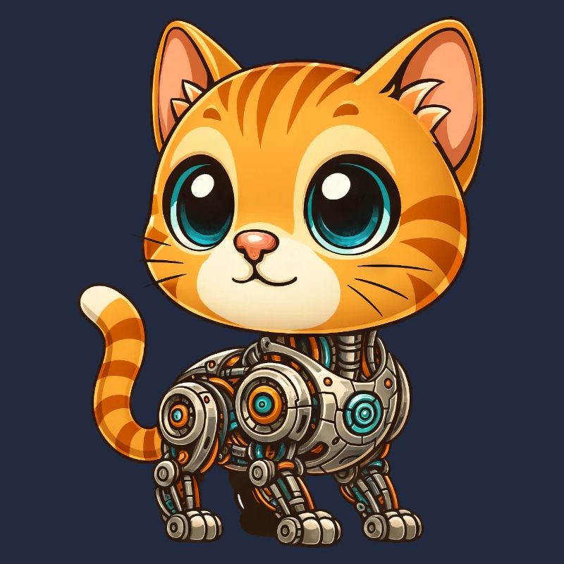 chat mignon dessin animé cyborg robot robot chat