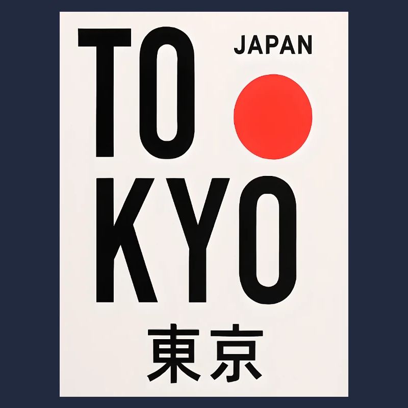 Style minimaliste de Tokyo avec soleil rouge