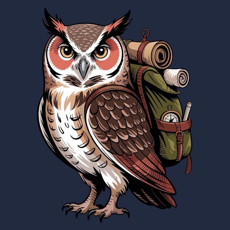 Eagle owl with backpack