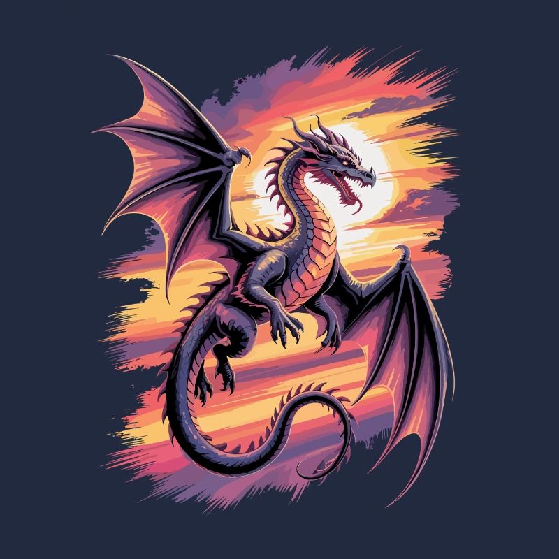 Fantasy dragon at sunset