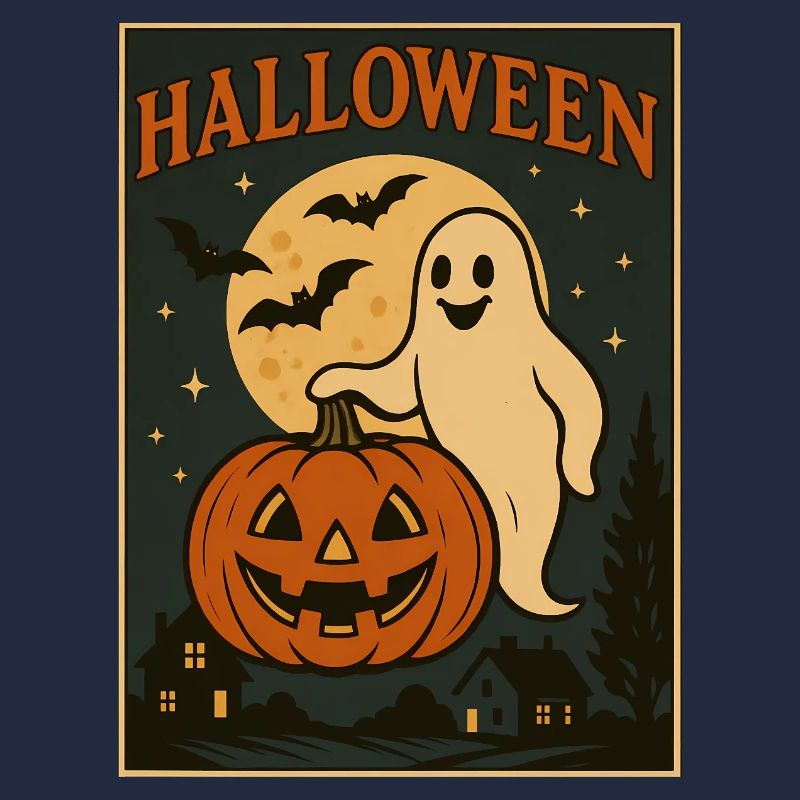 Halloween Ghost with Pumpkin