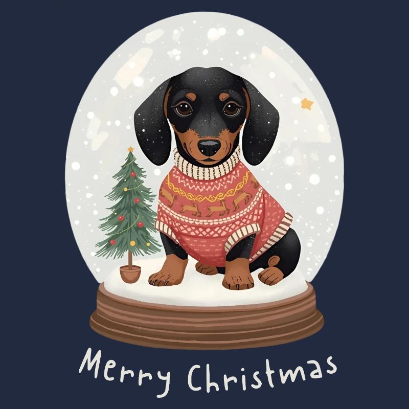 Teckel mignon dans une boule à neige – Joyeux cadeau de Noël